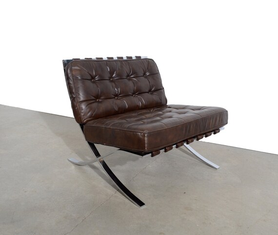 Barcelona Chair Mies van der Rohe Brown Leather Chair