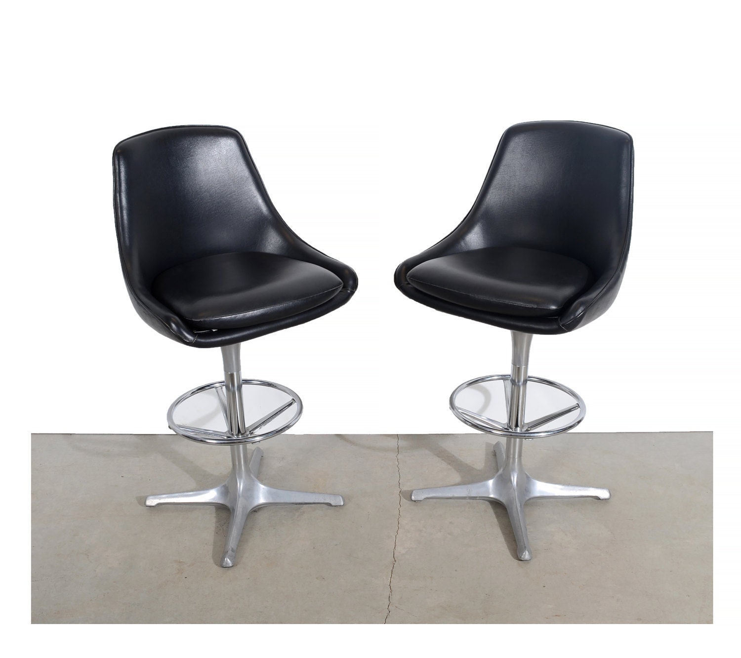 Chromcraft Bar Stools Swivel Seats Chrome Mid Century Modern