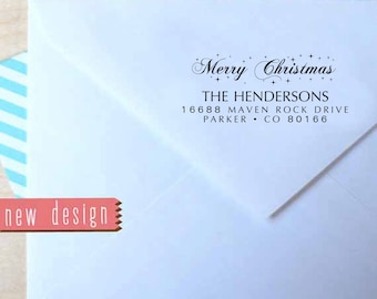 CUSTOM pre inked STAMP from USA, Holiday Address Stamp, custom address stamp, custom holiday stamp, Christmas stamp with proof rb5-21