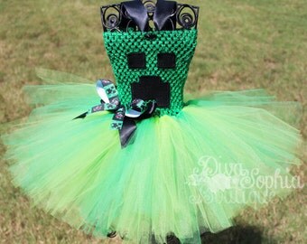 Creeper Minecraft Tutu Dress/ Creeper Costume