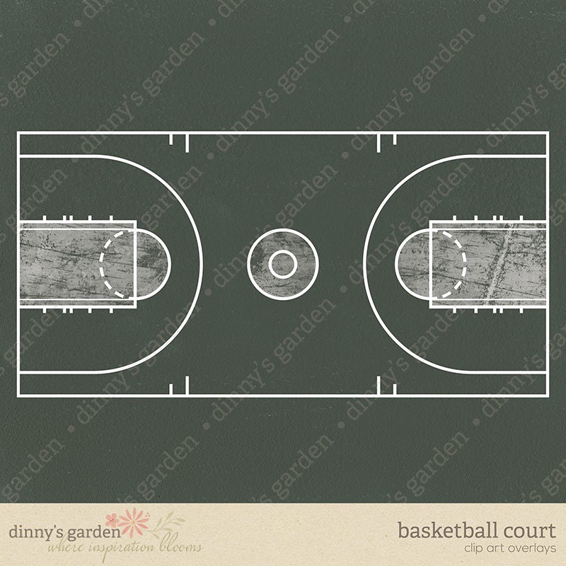 BASKETBALL COURT XL Digital Clip Art Overlay by dinnysGarden