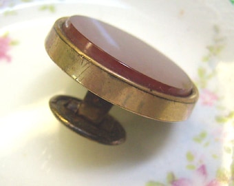 Clearance...Antique Vintage CARNELIAN Shirt Button Stud...Single (1) Carnelian Cuff Button..Pat.D... NVC...Re-Vintage...Art Work