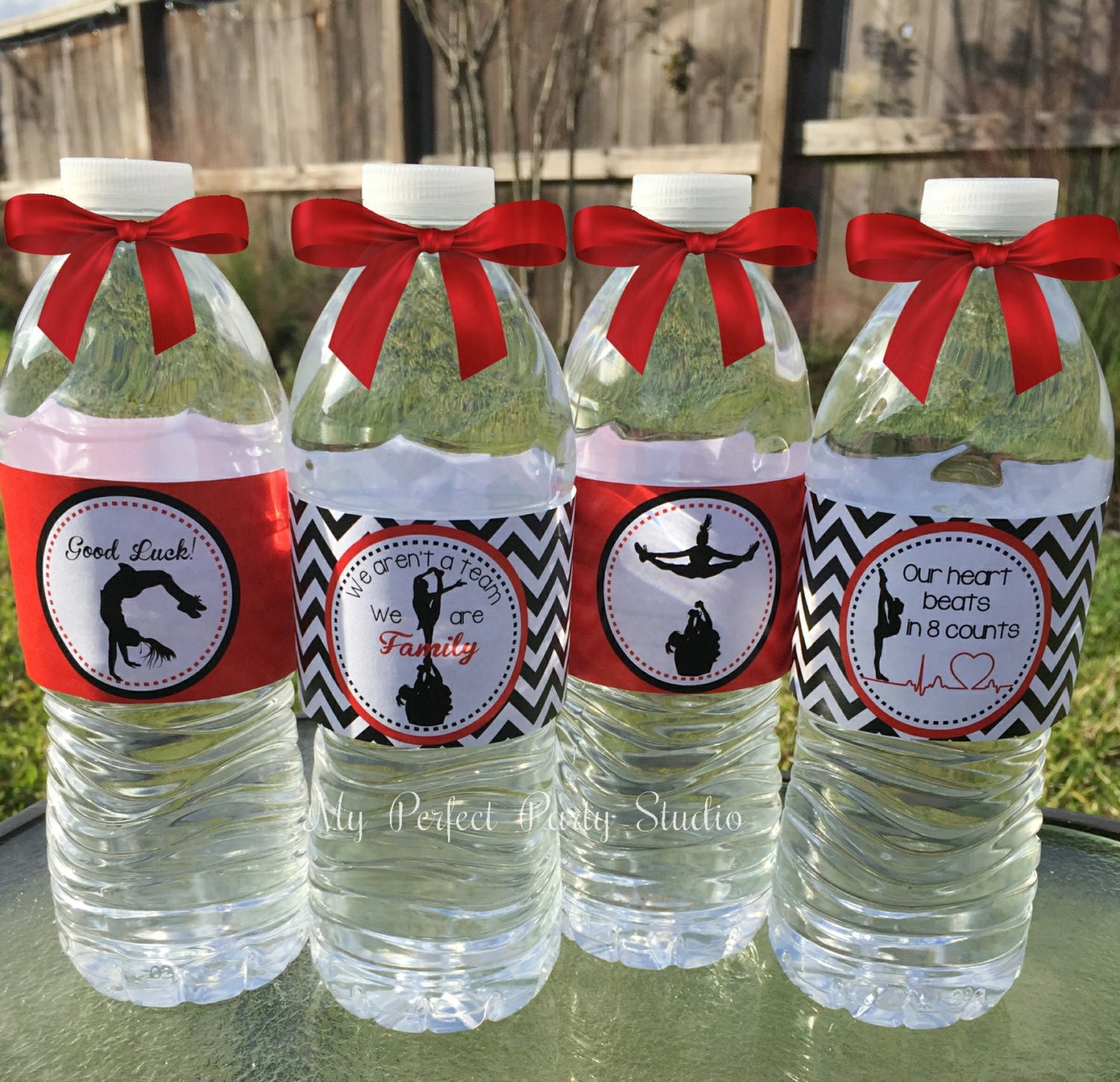 Cheerleading Themed Water Bottle Labels. Cheer Competition