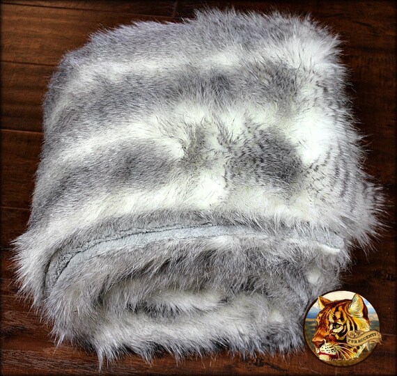 Gray Fox / Rabbit / Feather Fur Bedspread Throw by FurAccents