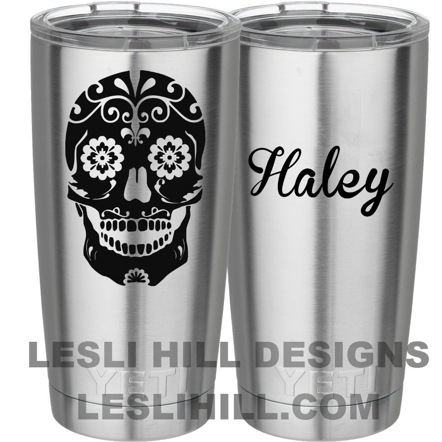 sugar skull DECAL for yeti tumbler