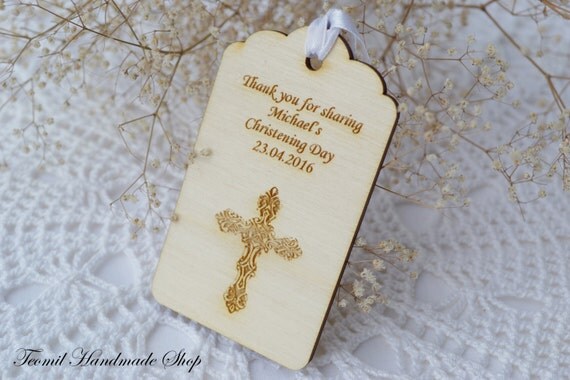 Items similar to Christening Favor Tag, Personalised Christening Gift Tag, Baptism Tags, Cross