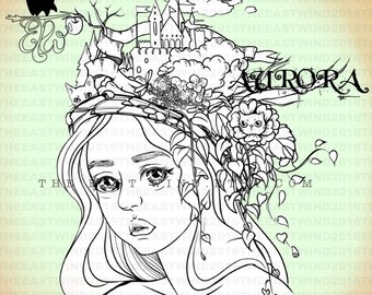 Digital Stamp- Aurora 'Kingdom of Kitties' -300dpi JPG/PNG files -MAC0333