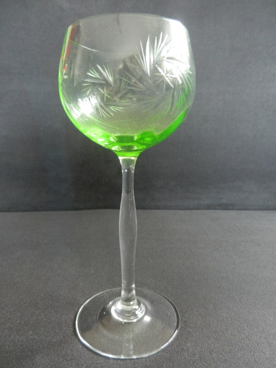 Nouveau Uranglass blown filigree cut glass ca. 1910