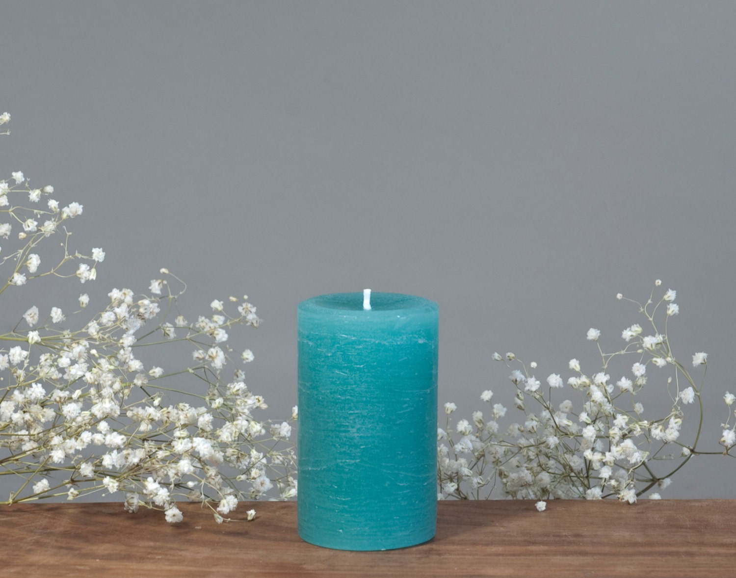 Teal Rustic Candle 2 x 3 Unscented Pillar by NordicCandle