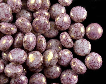 30pcs Czech Glass beads PRECIOSA Candy™ 8mm 2 Hole, Alabaster Violet Terracotta (CN004)