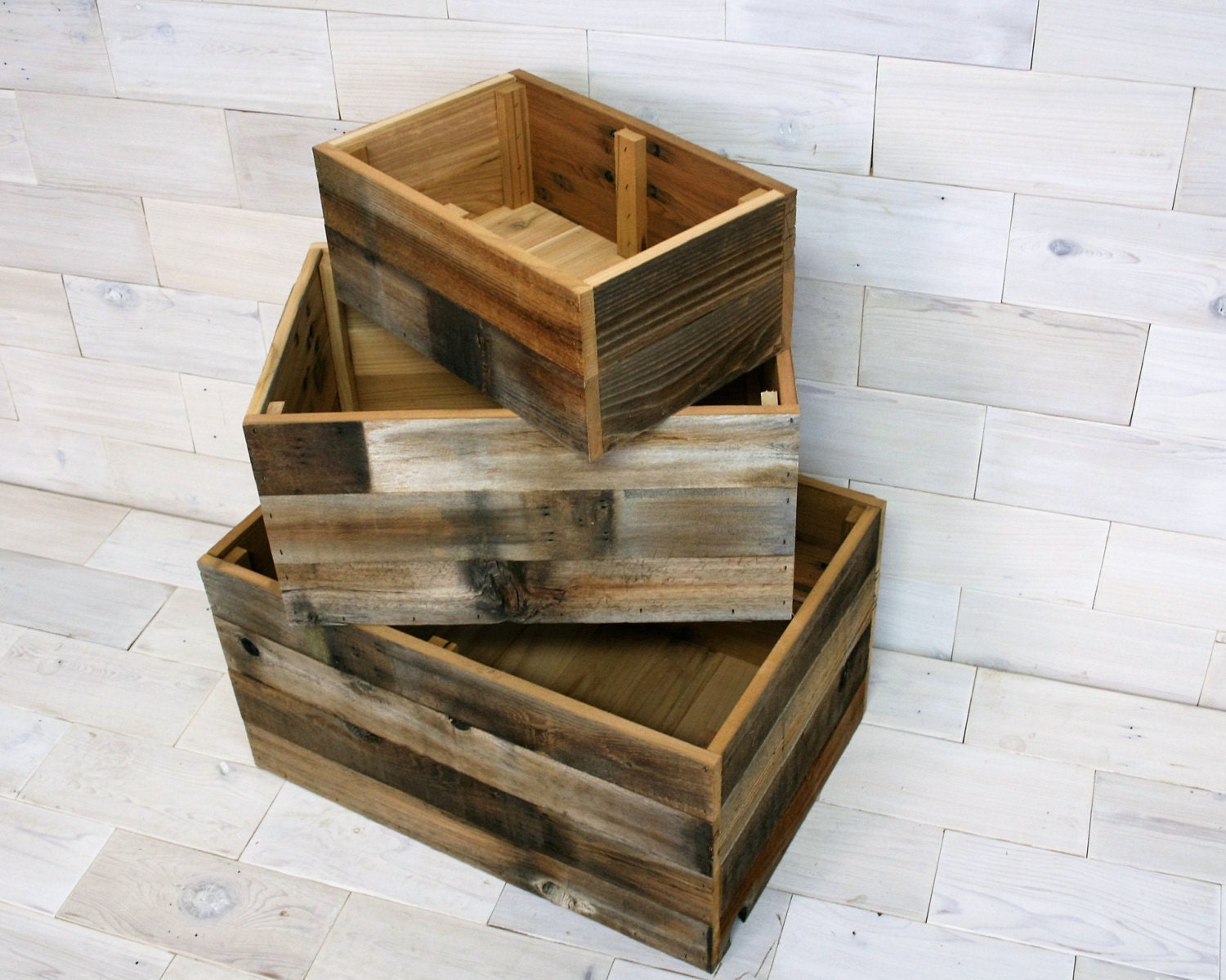 Nesting Barn Wood Boxes Set of 3 . . . aka barnwood crate