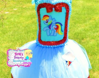 Inspired by Rainbow Dash My Little Pony Tutu Dress & Headband/My Little Pony Tutu/My Little Pony Costume/Rainbow Dash Dress/Rainbow Dash Cos