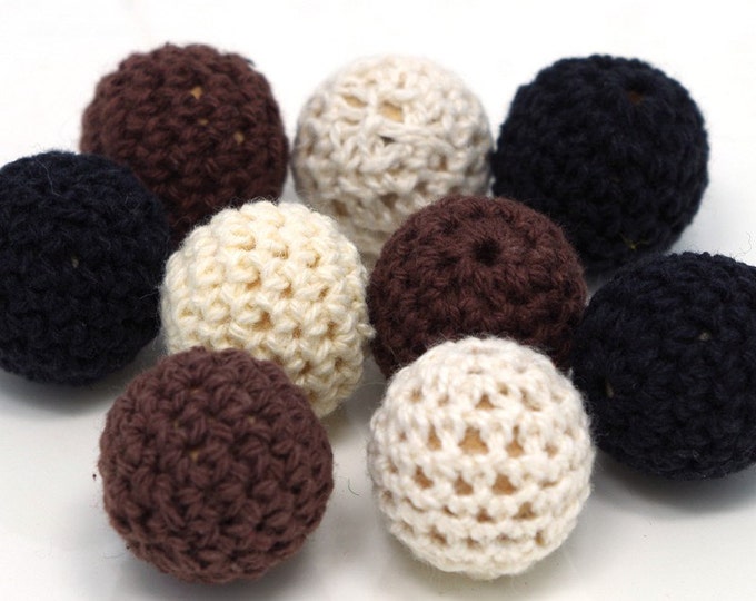 Wholesale Crochet Beads 30pc/lot 20mm Round White/Black/Brown Color Ball Knitting