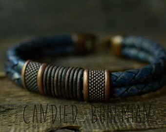 Mens Leather Bracelet Leather bracelets Men by CandiedBohemian