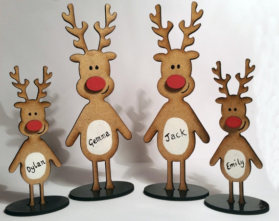 Handmade personalised Christmas family of reindeer