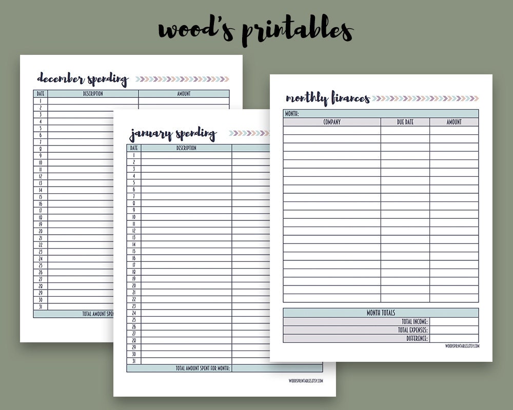 Financial Planner PDF Printable Bill Tracker by woodsprintables