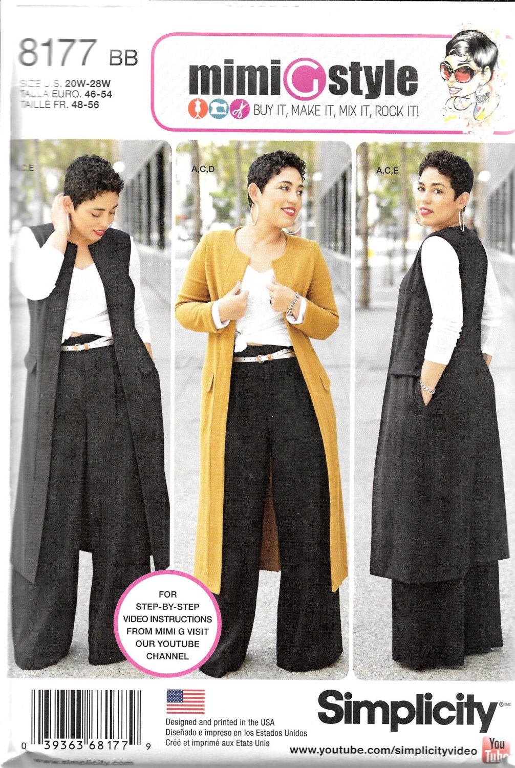 Simplicity Mimi G Style Pattern 8177 PANTS COAT or VEST Knit