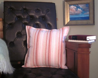 Decorator Throw Pillow Cover Pink and Ivory Stripes