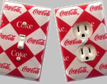 Coke coca cola Custom Light switch and outlets wall plate covers Bar room decor man cave game room