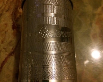 Vintage 1940's 50's Lidded Preserves Container, Silver Tone Metal,Made in England