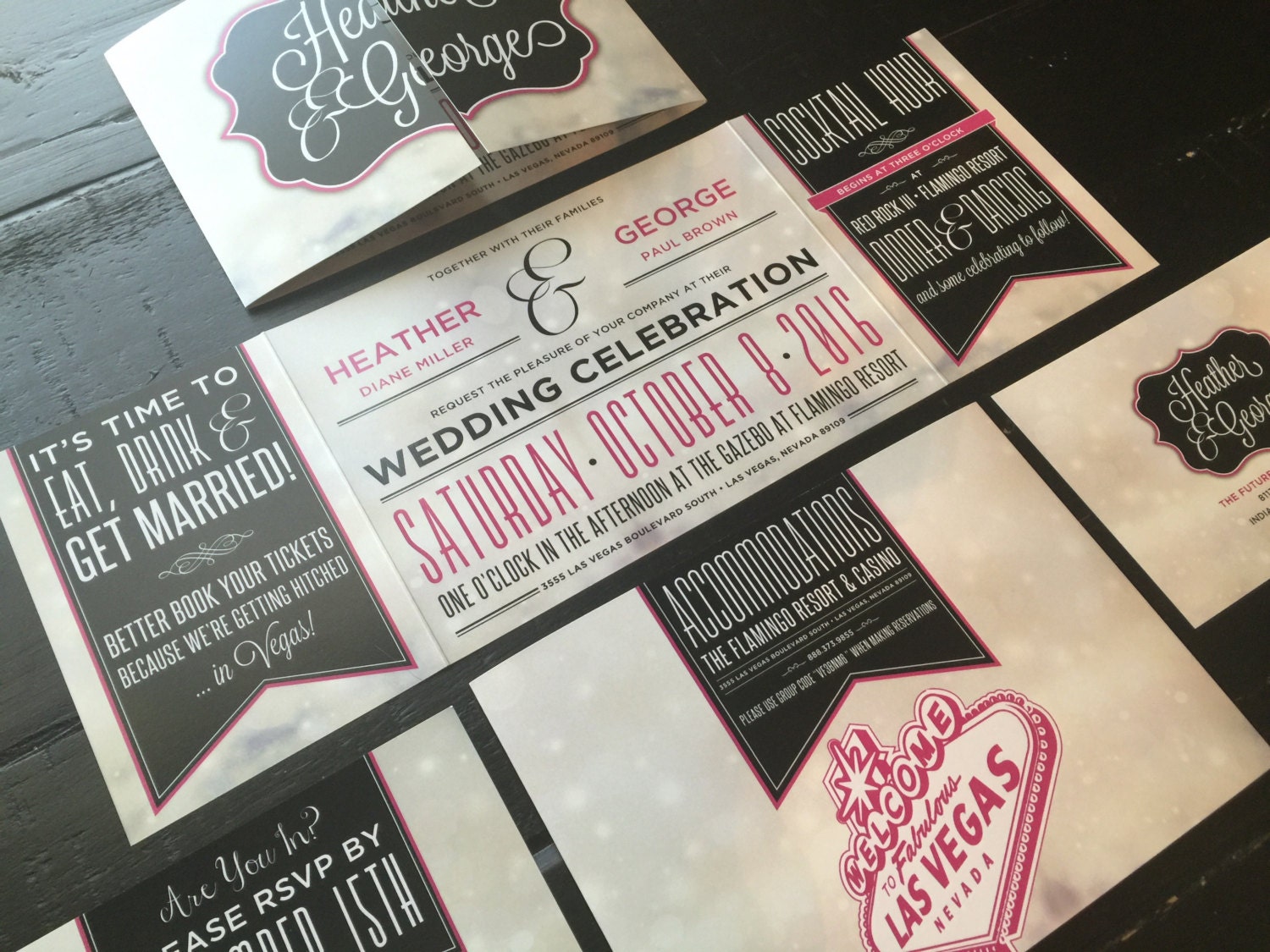 Las Vegas Custom Fold Wedding Invitations Married in Vegas