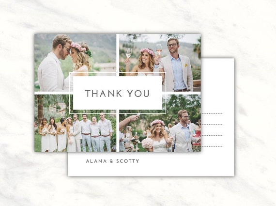 Wedding Thank you cards. photo collage postcards. Card sets or