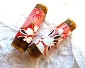Paper art beads original pink and brown tube beads Handmade Paper Bead - set of 2 Paper art beads original pink and brown tube beads Handmade Paper Bead - set of 2