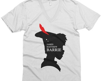 JM Barrie Novel Tee | Peter Pan Inspired Unisex V-Neck Short Sleeve Graphic Tee Men / Women / Neverland / Book / Literary / Minimalist