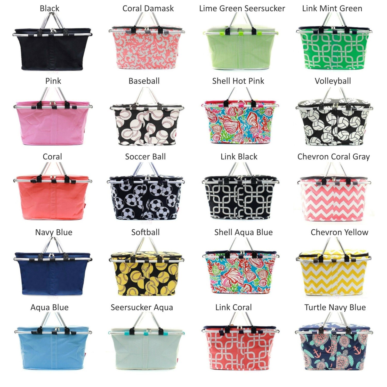 Monogrammed Picnic Basket Personalized Cooler Thermal Lined