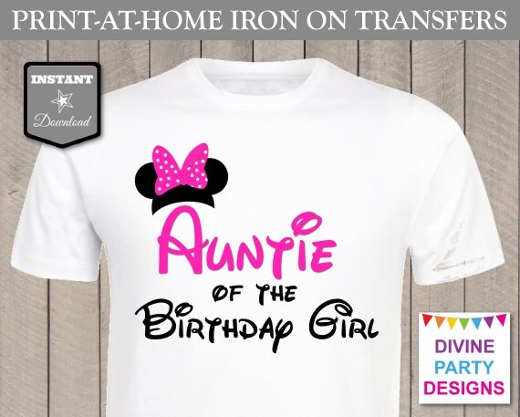 Printable Iron On Transfers Birthday | instant download print at home hot pink mouse auntie of Printable Iron On Transfers Birthday | instant download print at home hot pink mouse auntie of