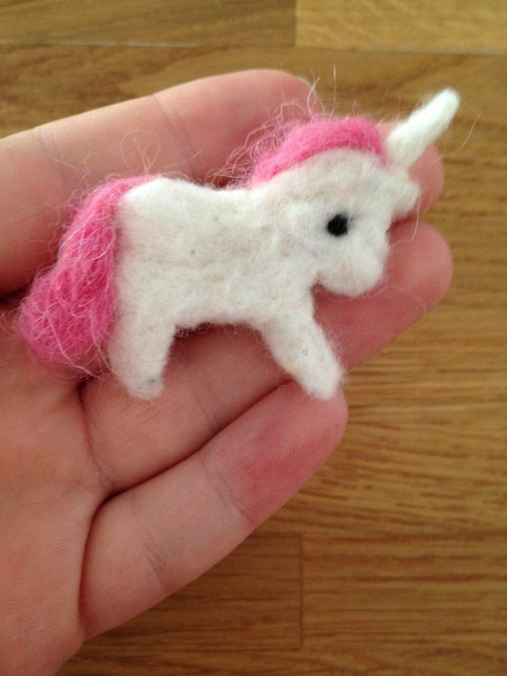 Custom colour unicorn Waldorf natural wool needle felted
