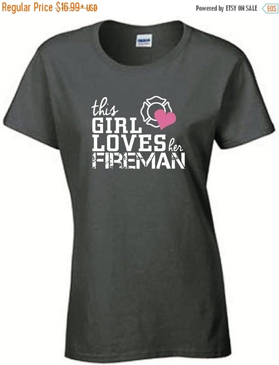 ON SALE This Girl Loves Her Fireman Charcoal Grey by RescueTees