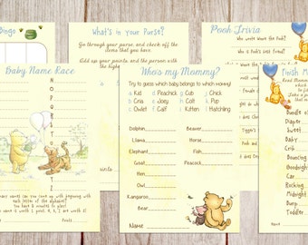 winnie pooh baby shower printable classic game package quote story