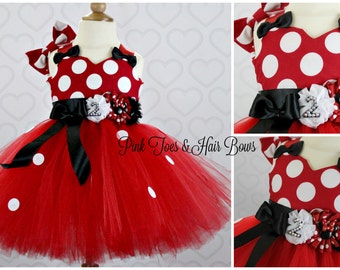 Red Minnie Mouse Tutu dress- Classic red Minnie Mouse tulle dress-Minnie Mouse dress- Minnie Mouse costume-Red Minnie mouse dress
