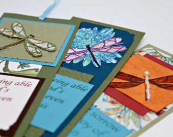 ON SALE: Dragonfly Bookmarks- Paper bookmarks- Unique bookmarks- Three different designs- You receive all three