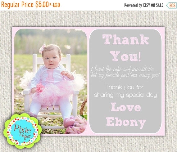 ON SALE Pink Girls Thank You Card / by PixiePerfectParties on Etsy