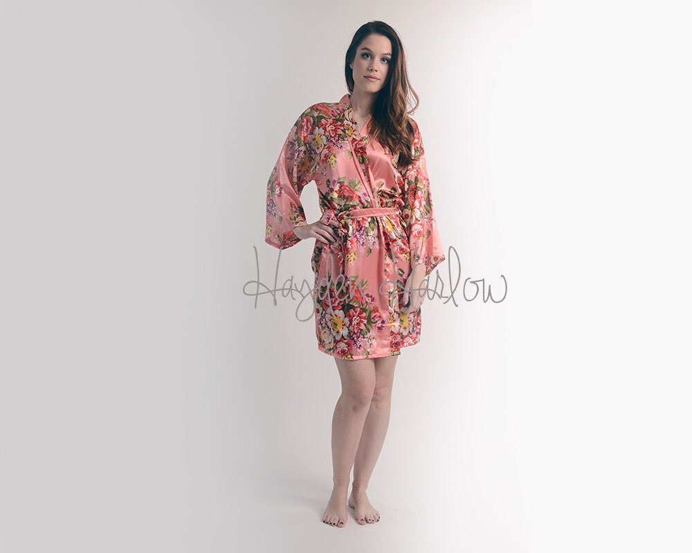 peach floral robe