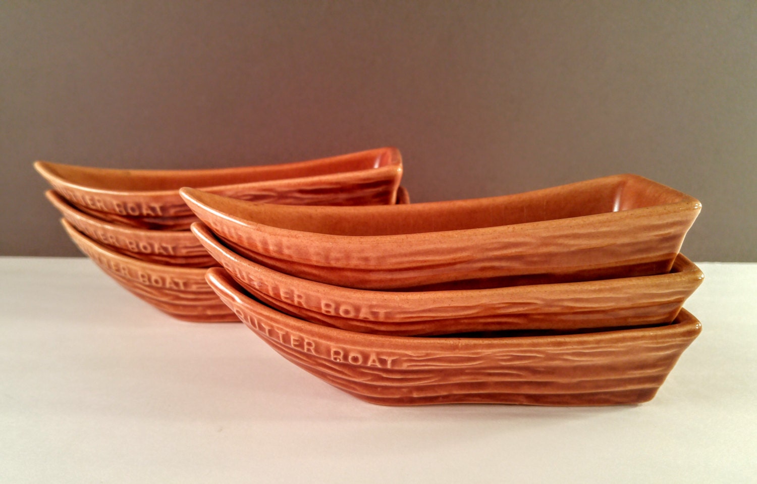 Vintage Butter Boats. Aloa Corp. Eau Claire Wis. Made in USA