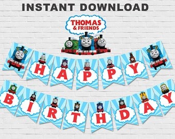 Items similar to Thomas the train Happy Birthday banner on Etsy