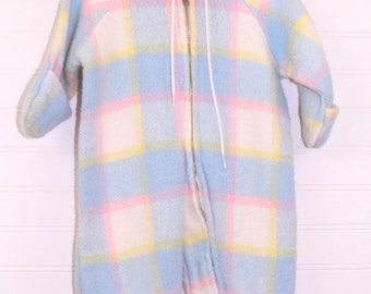 Vintage baby snowsuit, multicolor plaid, no name sz 0-6 mo