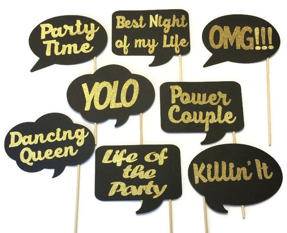 Photo Booth Props Fun and Funky Word Bubbles 8 Piece Photo