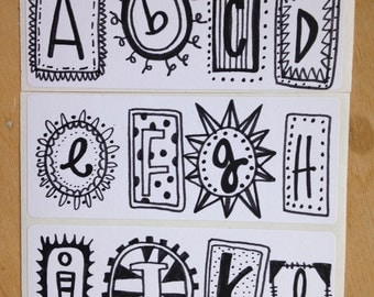 Pack of original hand-drawn alphabet stickers