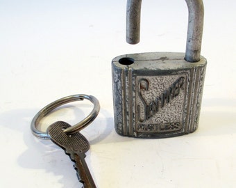 Vintage Slaymaker Rustless padlock with key, 1950's security, Locksmith, collectible locks and keys