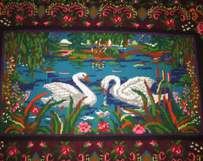 Hand Woven Rug Moldovan. Romanian KilimTapis moldave,Large rug. rose.Bessarabian kilim, carpet. From Ukraine, handmade. COLORFUL BESSARABIAN