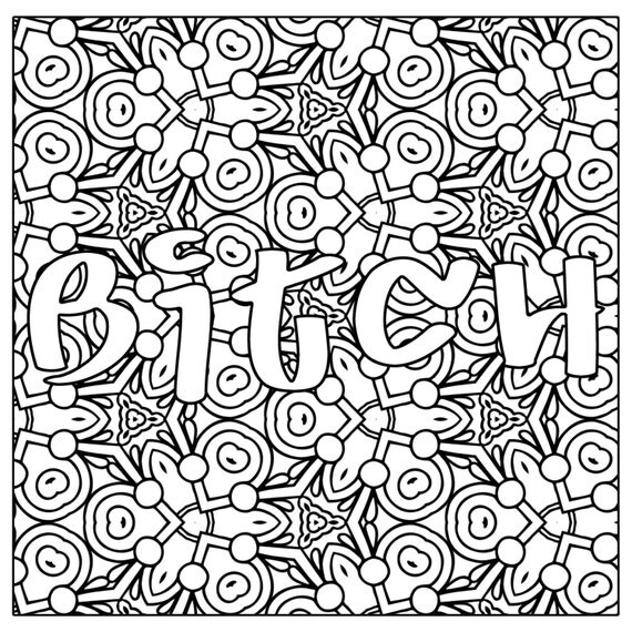 Btch Swear Word Coloring Page JPG Instant Download