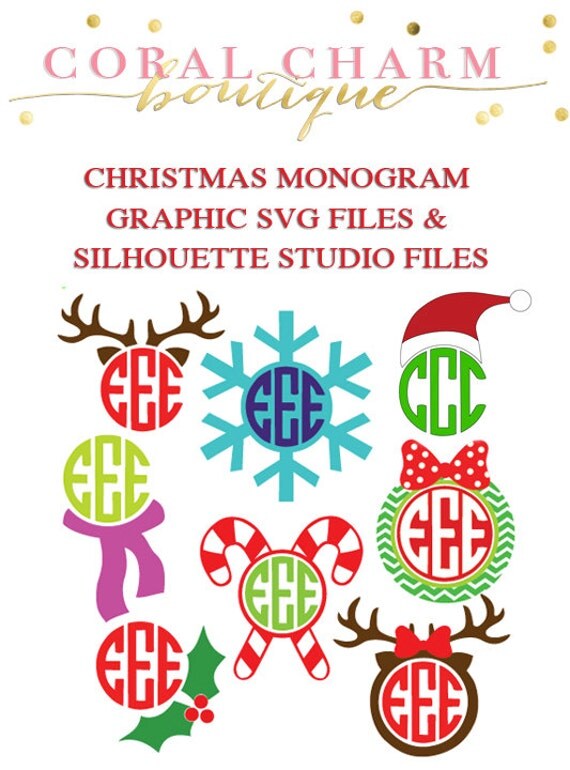 8 Christmas Monogram Graphic Files for Cutting Machines SVG