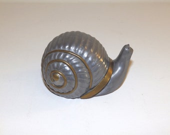 Pewter and Brass Lidded Snail Trinket Box / Jewelry Box / Catch All / Nature Inspired Home Decor