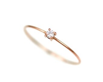 Diamond Engagement Ring, Thin Diamond Ring Gold, Simple Engagement Ring, Thin Gold Engagement Ring Diamond, Solid 14k Natural Diamond Ring