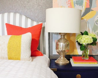 Dorm Headboard, Solid or Printed fabric, Twin camelback headboard, wall mounted, Ash Grey Collection