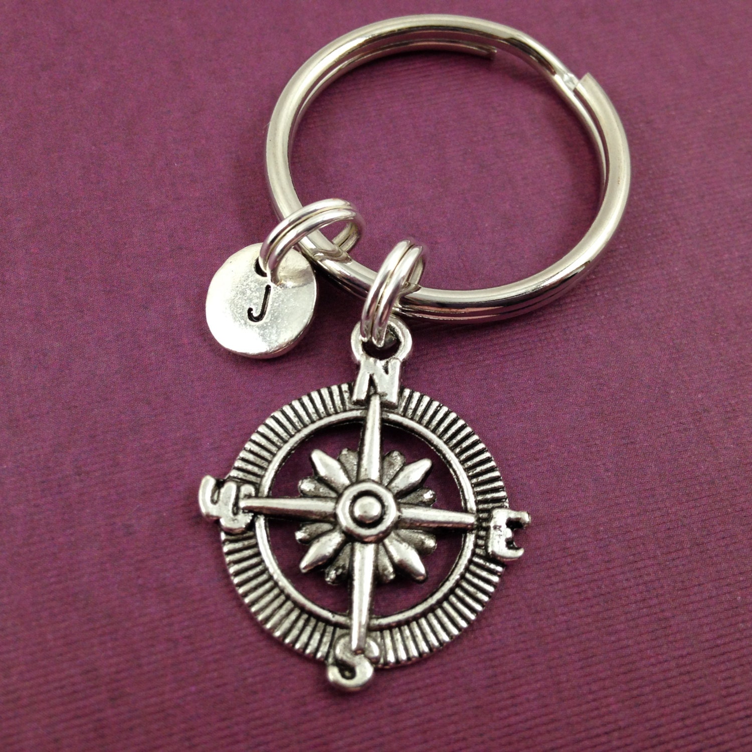 Compass Keychain Compass Charm Personalized Keychain